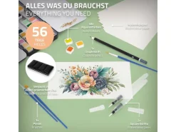 ECD Germany Aquarellfarben Set 48 Farben in Tragbarer Box Vollaquarell Palette* Bastelzubehör