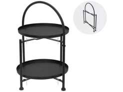 ECD Germany Beistelltisch Rund 33x45cm Schwarz Metall Klappbar Industriell* Tische
