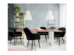 ECD Germany 2er Set Esszimmerstühle Küchenstühle Schwarz aus Samt* Stühle