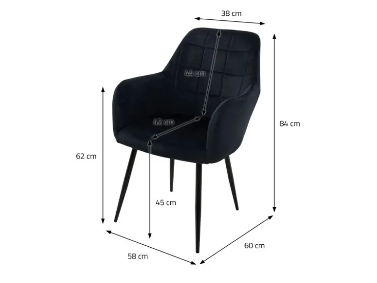 ECD Germany 2er Set Esszimmerstühle Küchenstühle Schwarz aus Samt* Stühle