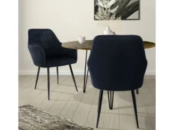 ECD Germany 2er Set Esszimmerstühle Küchenstühle Schwarz aus Samt* Stühle