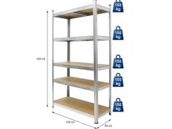 ECD Germany 2Er Set Werkstattregal 200x100x50 cm Metall Verzinkt bis 750 kg* Weitere Regale