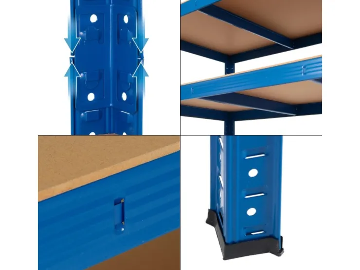 ECD Germany 2Er Set Werkstattregal 200x100x60 cm Blau Pulverbeschichter Metall* Weitere Regale