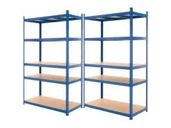 ECD Germany 2Er Set Werkstattregal 200x100x50 cm Blau Pulverbeschichter Metall* Weitere Regale