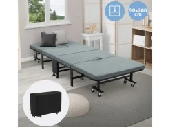 ECD Germany Gästebett 90x200 cm Klappbares Einzelbett mit Matratze
