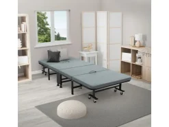 ECD Germany Gästebett 90x200 cm Klappbares Einzelbett mit Matratze