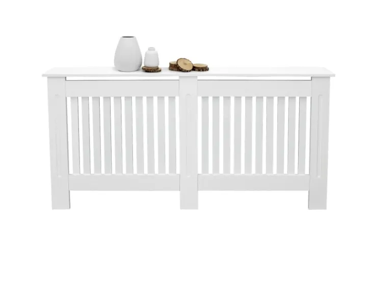 ECD Germany Heizkörperverkleidung Landhausstil 152x19x82cm Weiß aus MDF Lackiert* Regal Weiß