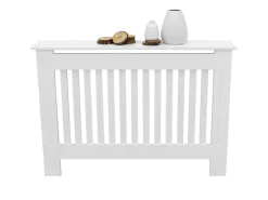 ECD Germany Heizkörperverkleidung Landhausstil 112x19x82cm Weiß aus MDF Lackiert* Regal Weiß