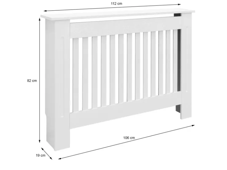 ECD Germany Heizkörperverkleidung Landhausstil 112x19x82cm Weiß aus MDF Lackiert* Regal Weiß