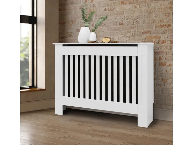 ECD Germany Heizkörperverkleidung Landhausstil 112x19x82cm Weiß aus MDF Lackiert* Regal Weiß