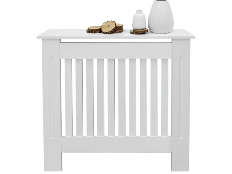 ECD Germany Heizkörperverkleidung Landhausstil 78x19x82 cm Weiß aus MDF Lackiert* Regal Weiß