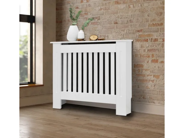 ECD Germany Heizkörperverkleidung Landhausstil 78x19x82 cm Weiß aus MDF Lackiert* Regal Weiß