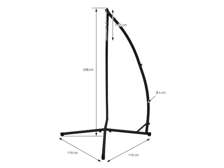 ECD Germany Hängesesselgestell Schwarz 208 cm Belastung bis 120kg Stahlrohr