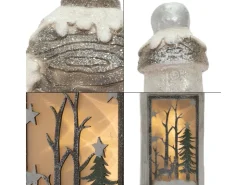 ECD Germany LED Weihnachtslaterne mit Warmweißes Licht 60cm Weiß Beige Grünes* Laternen