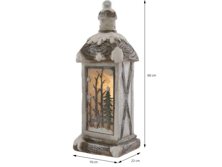 ECD Germany LED Weihnachtslaterne mit Warmweißes Licht 60cm Weiß Beige Grünes* Laternen