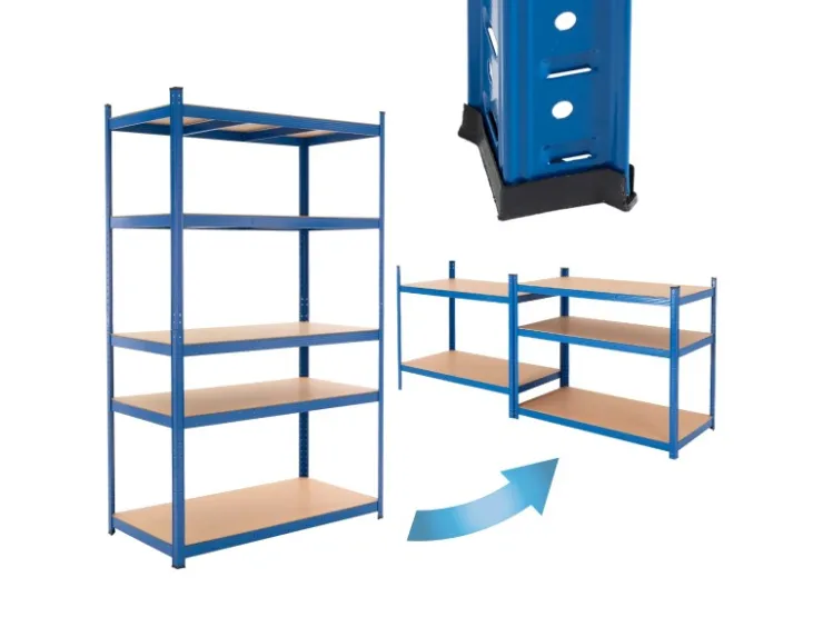 ECD Germany Werkstattregal 200x100x60 cm Blau aus Metall mit 5 Böden aus MDF* Kellerregale