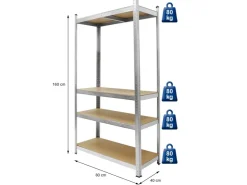 ECD Germany Werkstattregal 160x80x40cm bis 320kg Verzinktes Metall 4 MDF-Platten* Weitere Regale
