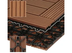 ECD Germany WPC Terrassenfliesen 30x30 cm 33er Spar Set Mosaik