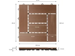 ECD Germany WPC Terrassenfliesen 30x30 cm 33er Spar Set Mosaik