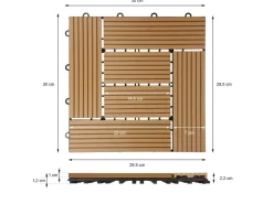ECD Germany WPC Terrassenfliesen 30 x 30 cm 55er Spar Set Mosaik Holzoptik* Mosaik