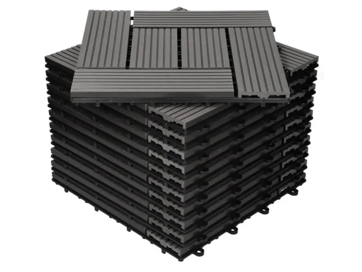 ECD Germany WPC Terrassenfliesen 30x30 cm 11Er Spar Set Mosaik