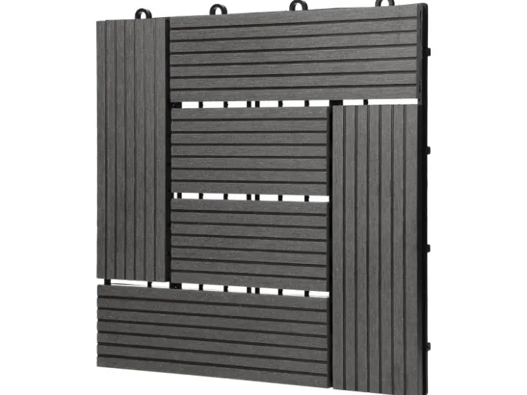 ECD Germany WPC Terrassenfliesen 30x30 cm 11Er Spar Set Mosaik