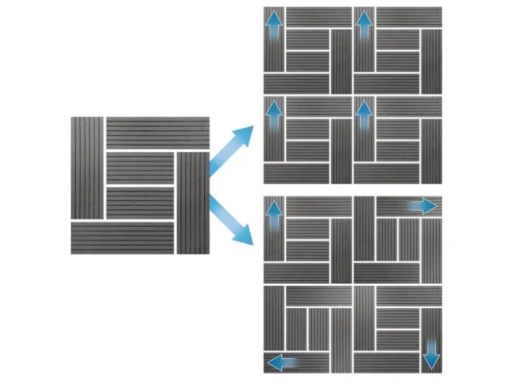 ECD Germany WPC Terrassenfliesen 30x30 cm 11Er Spar Set Mosaik