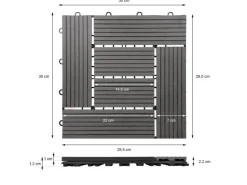 ECD Germany WPC Terrassenfliesen 30x30 cm 11Er Spar Set Mosaik