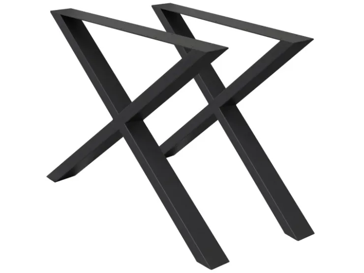 ECD Germany 2x Tischbeine X-Design X-Form 60x72 cm Schwarz Stahl Industriedesign