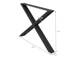 ECD Germany 2x Tischbeine X-Design X-Form 60x72 cm Schwarz Stahl Industriedesign