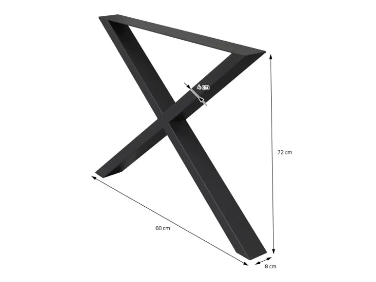 ECD Germany 2x Tischbeine X-Design X-Form 60x72 cm Schwarz Stahl Industriedesign
