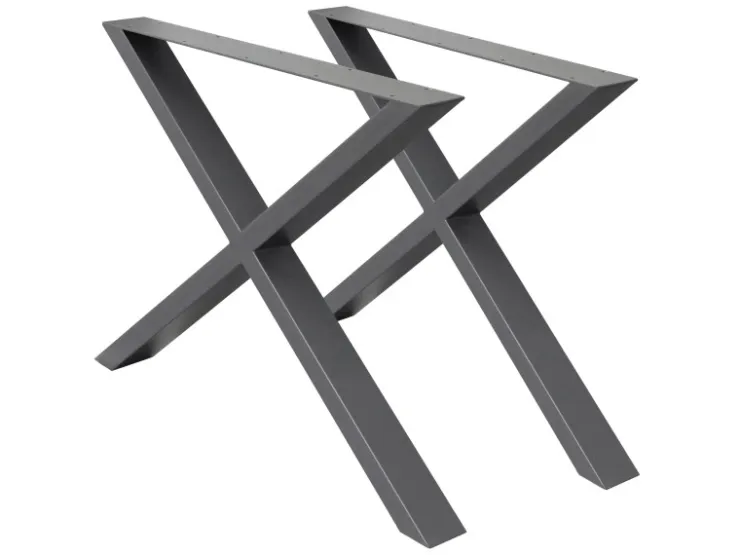 ECD Germany 2x Tischbeine X-Design X-Form 60 x 72 cm Anthrazit Industriedesign* Tische