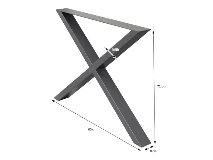 ECD Germany 2x Tischbeine X-Design X-Form 60 x 72 cm Anthrazit Industriedesign* Tische