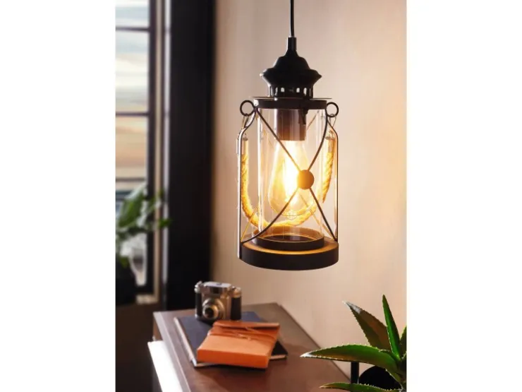 Eglo Pendelleuchte Bradford Schwarz Ø 14 cm x 110 cm 1-flammig