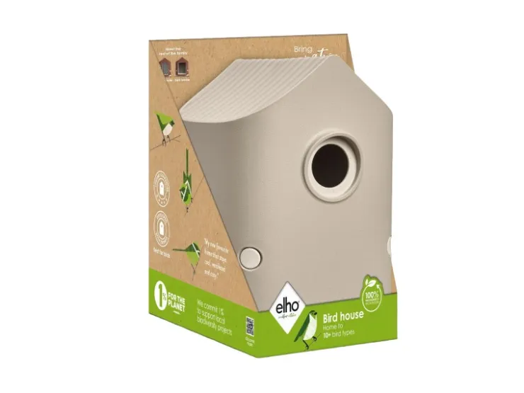 Elho Vogelhaus Cosy 18 cm Beige-Weiß* Vogelbedarf