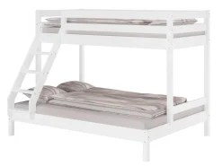 Erst-Holz Doppel-Etagenbett 90 x 200 cm und 140 x 200 cm Erwachsene Kiefer Weiß Modell 18 Rollrost inkl.* Betten|Leitern