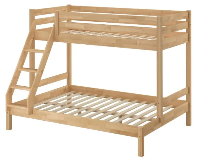 Erst-Holz Etagenbett Holzbett 3er-Bett Buche Massiv 90 + 140 x 200 cm Modell 14 ohne Zubehör* Klarlacke