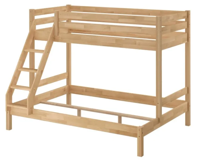 Erst-Holz Etagenbett Holzbett 3er-Bett Buche Massiv 90 + 140 x 200 cm Modell 14 ohne Zubehör* Klarlacke