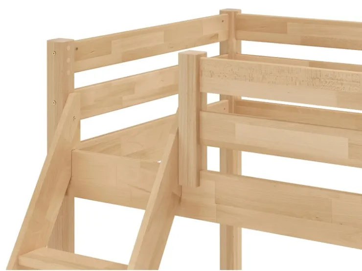 Erst-Holz Etagenbett Holzbett 3er-Bett Buche Massiv 90 + 140 x 200 cm Modell 14 ohne Zubehör* Klarlacke