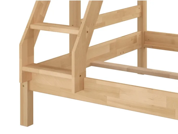 Erst-Holz Etagenbett Holzbett 3er-Bett Buche Massiv 90 + 140 x 200 cm Modell 14 ohne Zubehör* Klarlacke