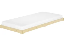 Erst-Holz Extra Flaches Einzelbett Futon Unbehandeltes Holz Loft 90 x 200 cm Fichte Rollrost inkl.