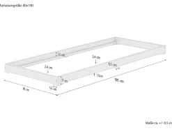 Erst-Holz Extra Niedriges Holzbett Futonbett 80 x 190 cm Kiefer Weiß Modell 47 Rollrost inkl.
