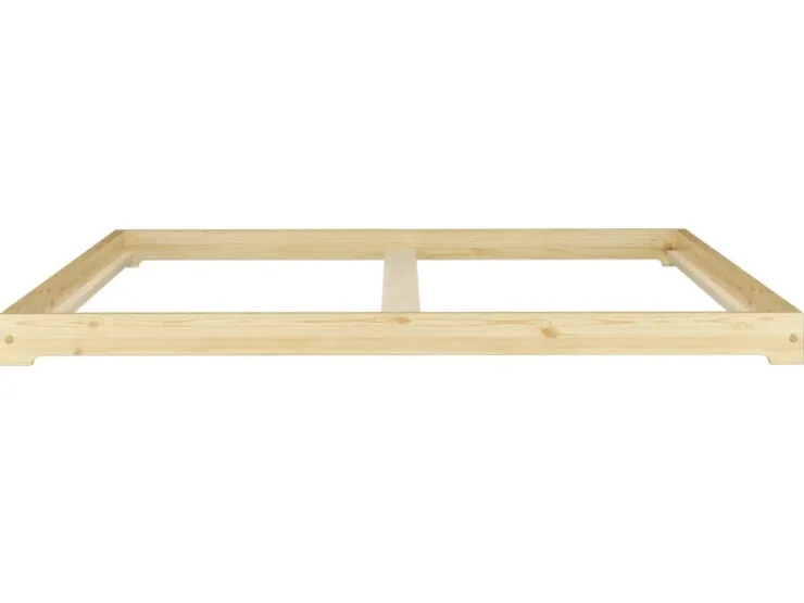 Erst-Holz Futonbett Massivholz Extra Niedrig Kiefer Massivholz 140 x 200 Rollrost inkl.