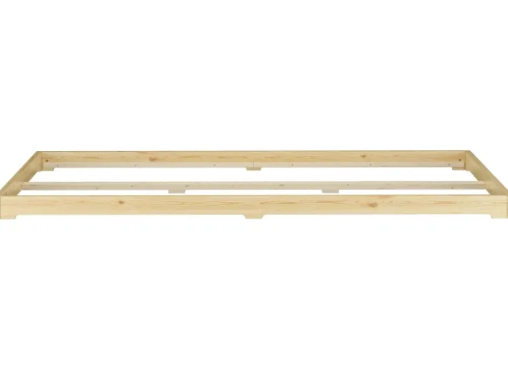 Erst-Holz Futonbett Massivholz Extra Niedrig Kiefer Massivholz 140 x 200 Rollrost inkl.