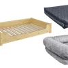 Erst-Holz Hundebett für Große Hunde 100 x 60 cm Kiefer Tierbett Rollrost inkl.* Kissenbezüge