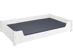 Erst-Holz Hundesofa XXL für Dogge Bernhardiner Tierbett 120 x 70 cm Kiefer Weiß mit Rollrost. Polster und Matratze* Hundebedarf