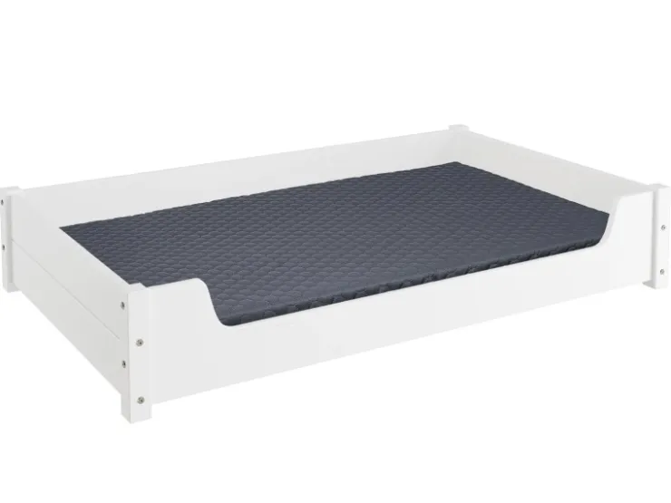 Erst-Holz Hundesofa XXL für Dogge Bernhardiner Tierbett 120 x 70 cm Kiefer Weiß mit Rollrost. Polster und Matratze* Hundebedarf