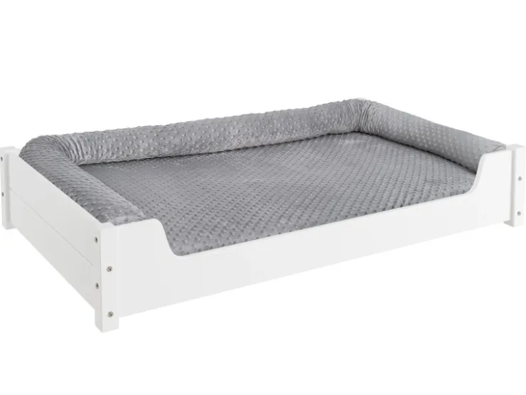 Erst-Holz Hundesofa XXL für Dogge Bernhardiner Tierbett 120 x 70 cm Kiefer Weiß Rollrost inkl.* Kissenbezüge