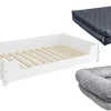 Erst-Holz Hundesofa XXL für Dogge Bernhardiner Tierbett 120 x 70 cm Kiefer Weiß Rollrost und Matratze inkl.