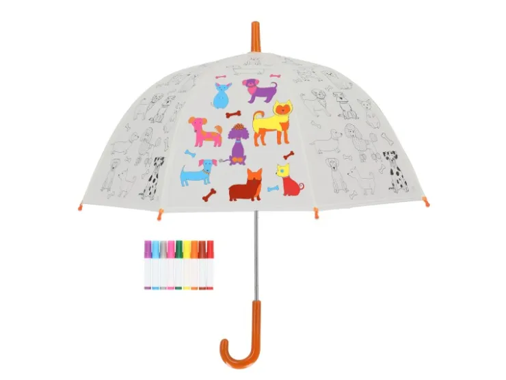 Esschert Ausmalregenschirm Hunde Ø 70,5 cm x 69,2 cm* Stifte